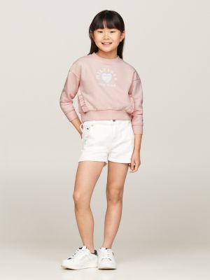 Tommy Hilfiger Little Girl's 2-piece Hacci Ruffle Sweatshirt & joggers Set  in White