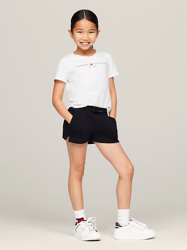 blue essential slim fit t-shirt and shorts set for girls tommy hilfiger