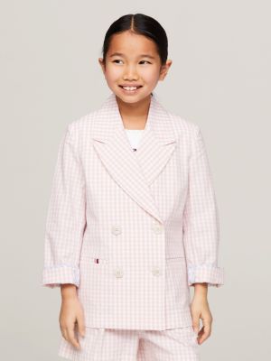 Gingham Check Relaxed Blazer Pink Tommy Hilfiger