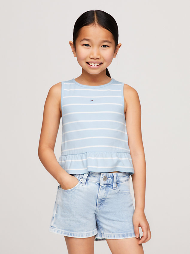 blue stripe peplum fitted tank top for girls tommy hilfiger