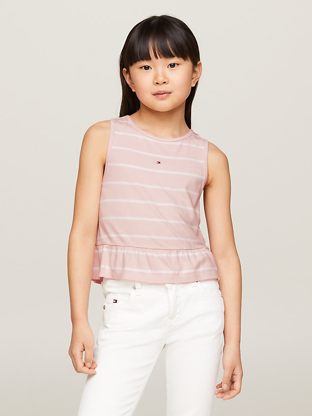 pink stripe peplum fitted tank top for girls tommy hilfiger