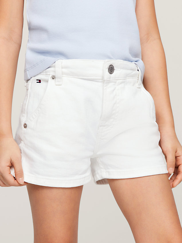 denim girlfriend fit white denim shorts for girls tommy hilfiger