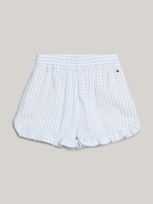 Gingham Check Ruffle Relaxed Shorts Blue Tommy Hilfiger