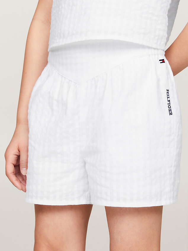 white seersucker gingham relaxed fit shorts for girls tommy hilfiger