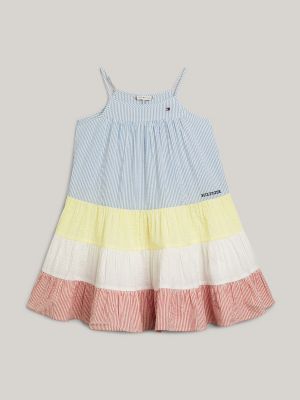 Mixed Stripe Seersucker Tiered Dress Blue Tommy Hilfiger