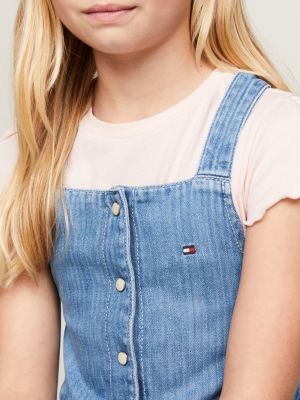 Crossover Back Strap Denim Dress, Denim