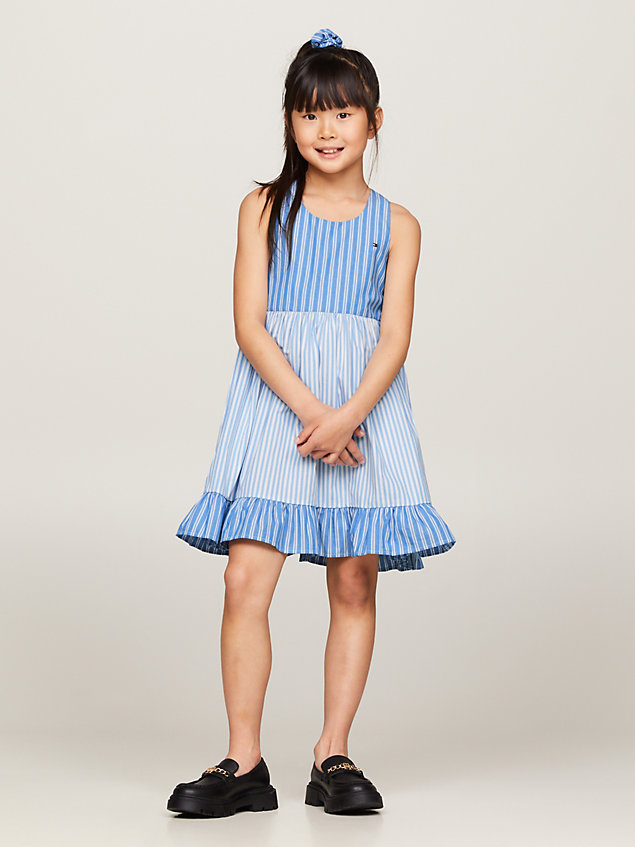 blue mixed stripe racerback dress and scrunchie set for girls tommy hilfiger