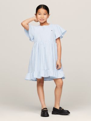 Gingham Check Dress And Scrunchie Set | Blue | Tommy Hilfiger