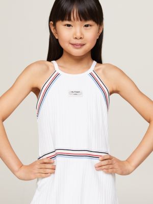white 1985 collection fit-and-flare-kleid für mädchen - tommy hilfiger
