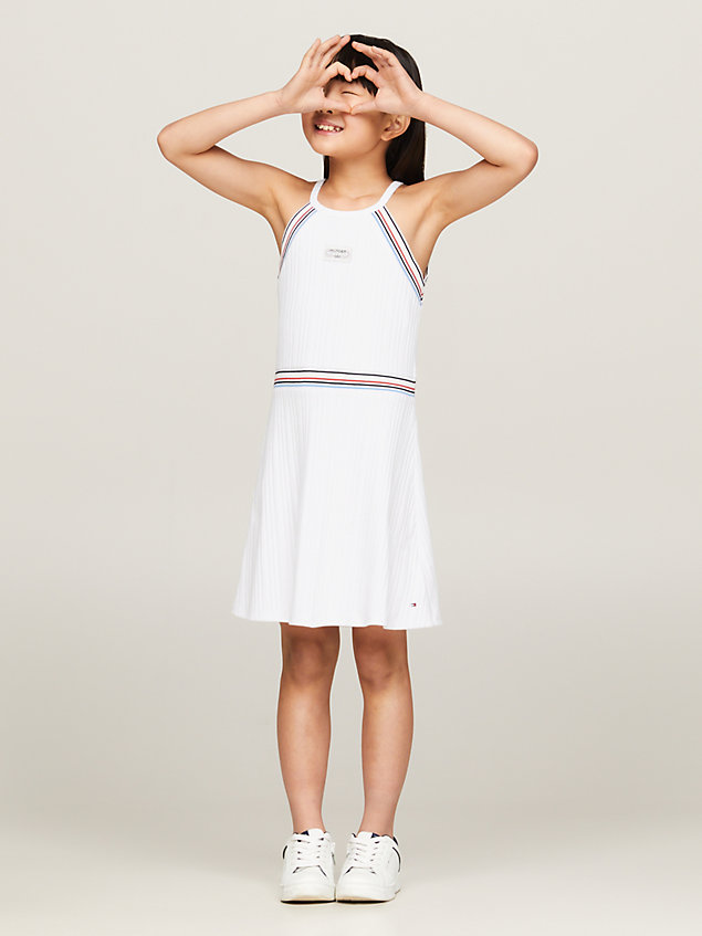 white 1985 fit and flare jurk voor meisjes - tommy hilfiger