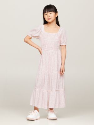 V-Neck Smocked Dress - Party Pink, Rambling ditsy