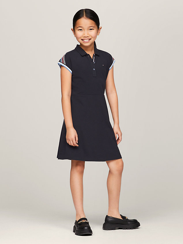 blue 1985 collection short sleeve polo dress for girls tommy hilfiger