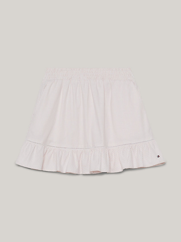 pink spódnica mini essential w delikatne prążki dla dziewczynki - tommy hilfiger