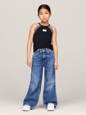 blue 1985 collection tanktop mit track-logo für mädchen - tommy hilfiger