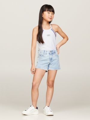 white 1985 collection tanktop mit track-logo für mädchen - tommy hilfiger