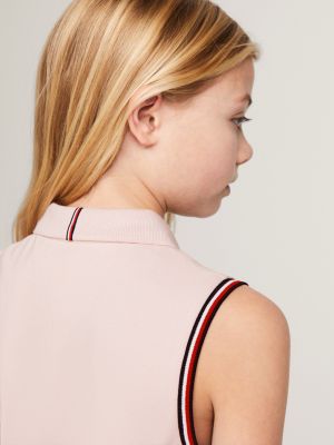 pink classics ärmelloses mini-polokleid für mädchen - tommy hilfiger