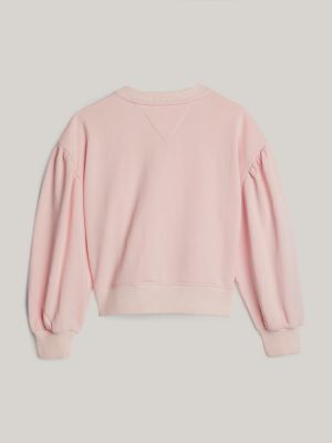 pink adaptive relaxed fit sweatshirt mit logo für mädchen - tommy hilfiger