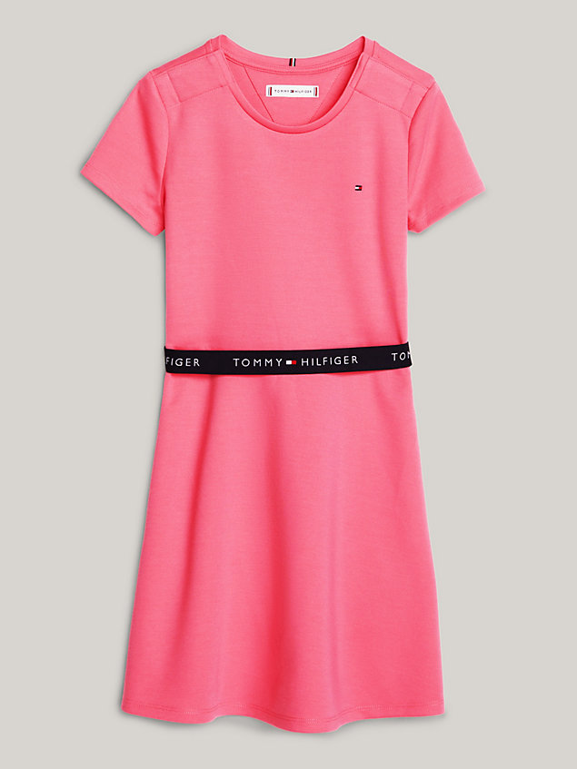 pink adaptive essential skater dress for girls tommy hilfiger