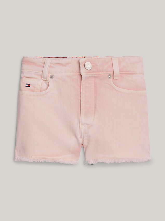 pink adaptive harper denim raw hem shorts for girls tommy hilfiger