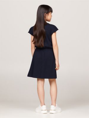 blue floral logo relaxed dress for girls tommy hilfiger