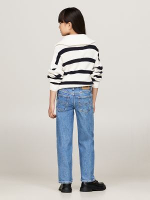 jeans essential girlfriend fit dritti blu da bambine tommy hilfiger