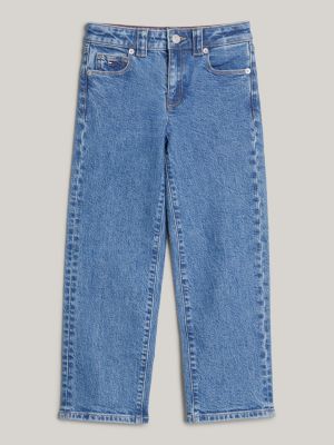 blue essential girlfriend fit straight jeans for girls tommy hilfiger