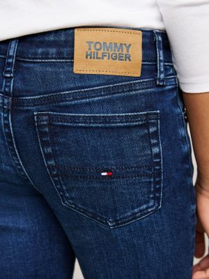 blauw flared jeans met fading voor meisjes - tommy hilfiger