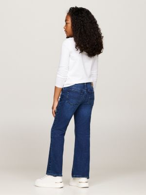 blauw flared jeans met fading voor meisjes - tommy hilfiger