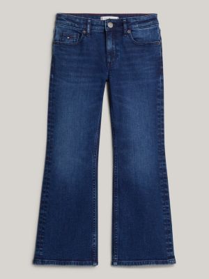 blauw flared jeans met fading voor meisjes - tommy hilfiger