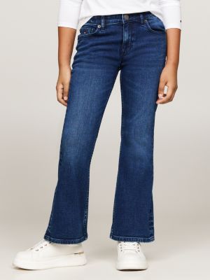 blauw flared jeans met fading voor meisjes - tommy hilfiger