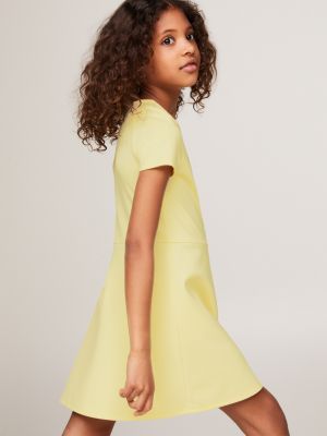 yellow essential logo fit and flare dress for girls tommy hilfiger