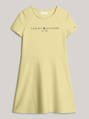 yellow essential logo fit and flare dress for girls tommy hilfiger