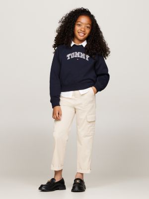 blau varsity sweatshirt mit logo-stickerei für mädchen - tommy hilfiger