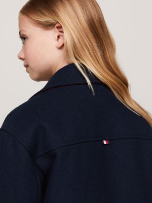 caban doppiopetto con fodera a quadri blu da bambine tommy hilfiger