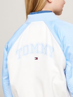 blau varsity relaxed fit bomberjacke mit rückenlogo für mädchen - tommy hilfiger