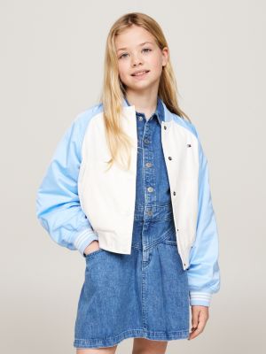 bomber varsity relaxed fit con logo sul retro blue da bambine tommy hilfiger