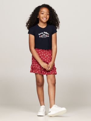 red mountain floral print flared mini skirt for girls tommy hilfiger