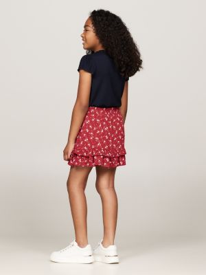 red mountain floral print flared mini skirt for girls tommy hilfiger