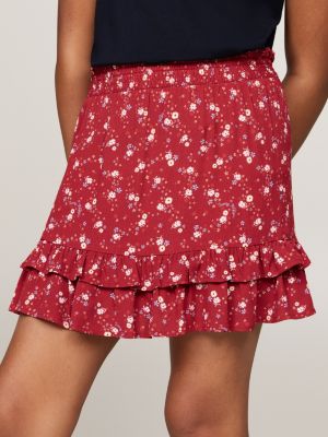 red mountain floral print flared mini skirt for girls tommy hilfiger