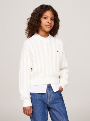 High neck cable knit jumper hotsell