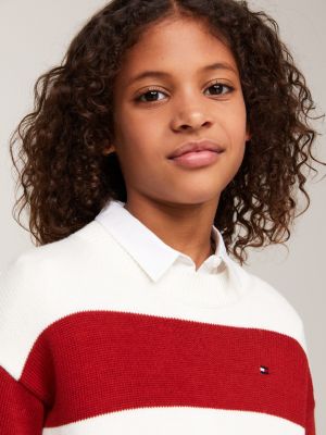 Relaxed fit gestreepte trui Rood Tommy Hilfiger