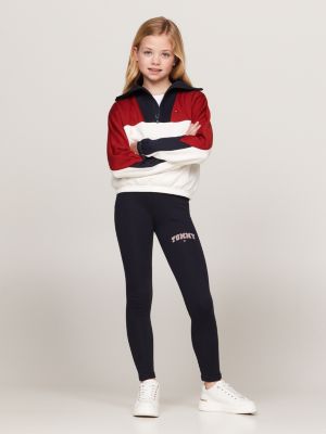 leggings varsity aderenti lunghi blu da bambine tommy hilfiger