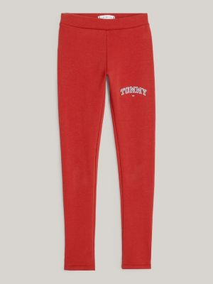 red varsity fitted full length leggings for girls tommy hilfiger