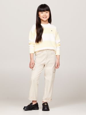 pantaloni cargo relaxed fit beige da bambine tommy hilfiger