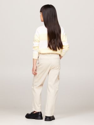 beige relaxed cargo trousers for girls tommy hilfiger