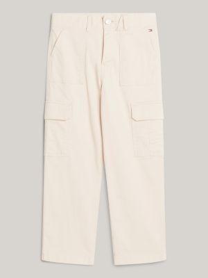 beige relaxed cargo trousers for girls tommy hilfiger