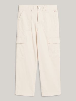 pantaloni cargo relaxed fit beige da bambine tommy hilfiger