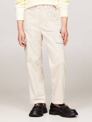 pantaloni cargo relaxed fit beige da bambine tommy hilfiger