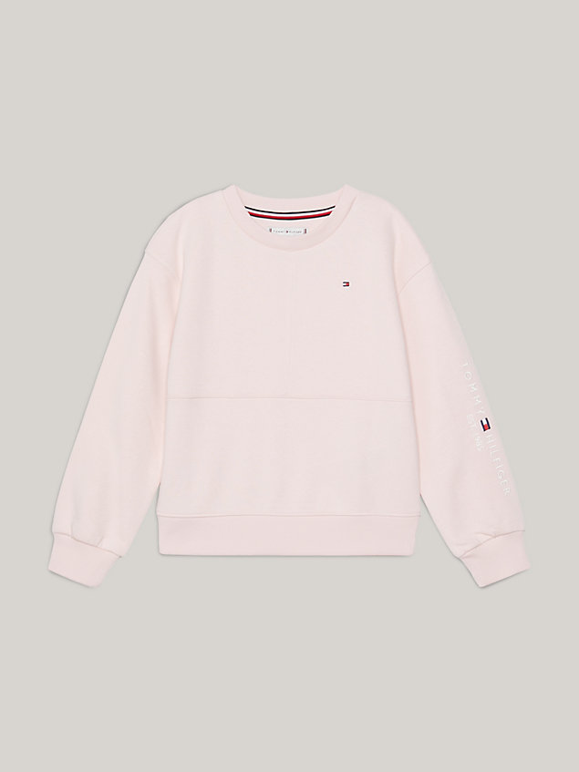 pink th established essential sweatshirt met panelen voor meisjes - tommy hilfiger