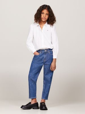 blouse essential à manches froncées blanc pour filles tommy hilfiger